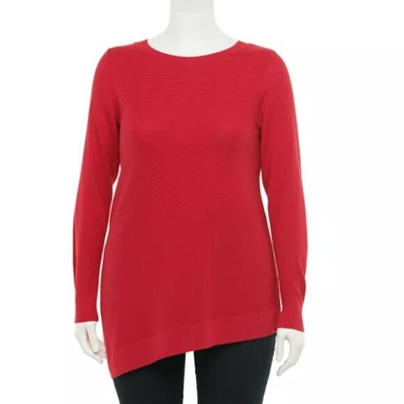 Apt. 9 Sweaters - Apt. 9 Asymmetrical Hem Crewneck Red Sweater Sz 1X